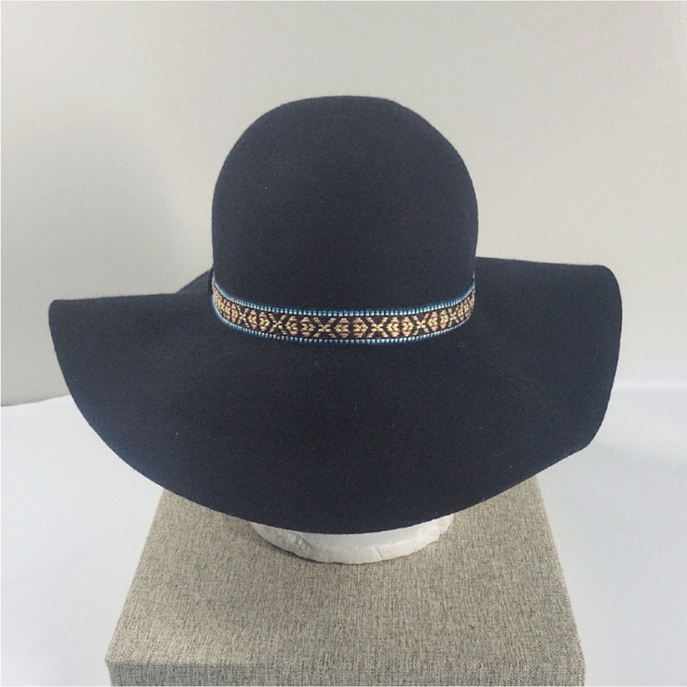 Tart Black Wool Hat with Blue & Gold Band